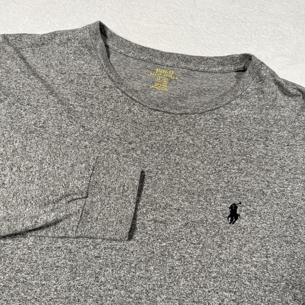 Polo Ralph Lauren Shirt Mens Large‎ Gray Long Sleeve Crewneck Black Pony Tee